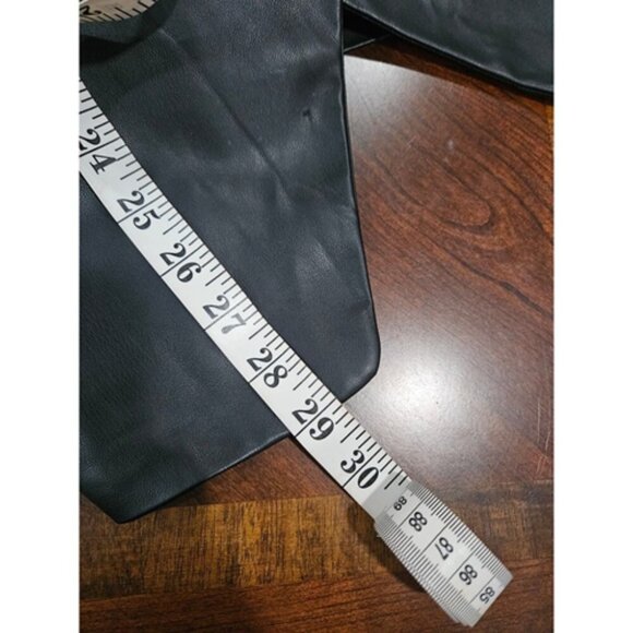 Vintage Express Black Faux Leather Novelty Gold Button Jacket Size M Vegan - Picture 4 of 4